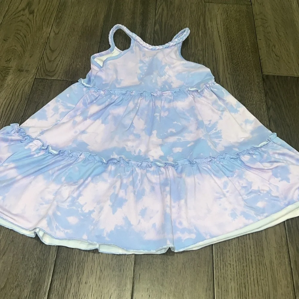 Toddler girl tie-dye braided strap summer Flowey dress